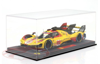 FERRARI 499p 3.0l Turbo V6 Team Af Corse №83 24h Le Mans (2024) Robert Kubica - Robert Shwartzman - Yifei Ye - Con Vetrina - With Showcase, Yellow Red
