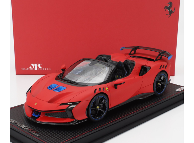 FERRARI Sf90 Xx Stradale Spider (2024) - Con Vetrina - With Showcase, Rosso Le-mans - Matt Red Blue Black