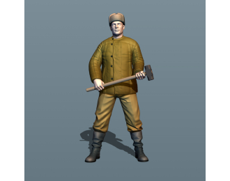 Фигурка Мужчина в ватнике, окрашенная