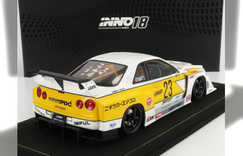 NISSAN Skyline Gt-r (r34) N23 Lbwk Super Silhouette Hoshino Retro Livery (2007), White Yellow