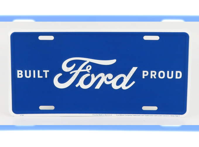 ACCESSORIES Funny Metal Plate - Ford Logo Built Proud, Blue White