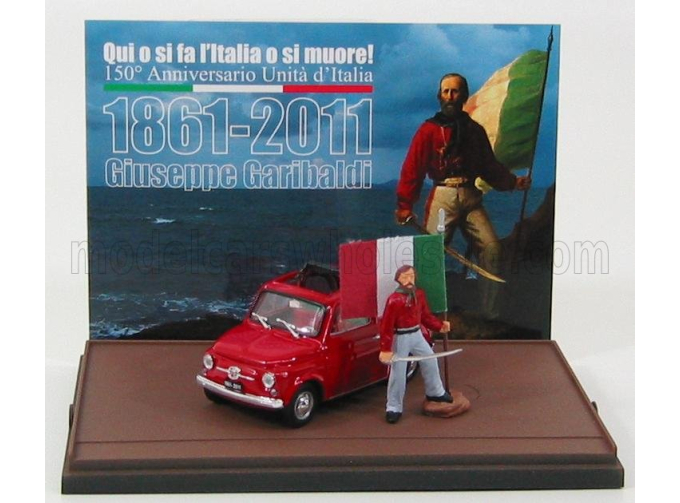 FIAT 500 Giuseppe Garibaldi - Lo Sbarco Delle 1000 500 Rosse A Marsala 11 Maggio (1960) - 150th Anniversario Unita' D'italia 1861-2011, Red