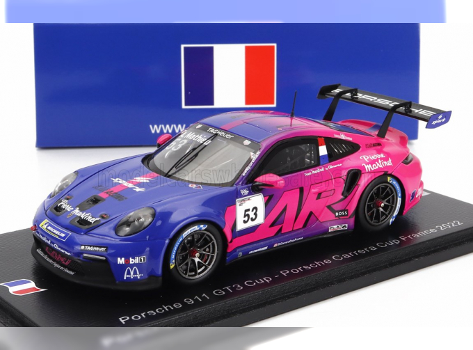 PORSCHE 911 991-2 Gt3 Team L'art №53 France Porsche Carrera Cup Season (2022) A.Mathieu, Purple Blue