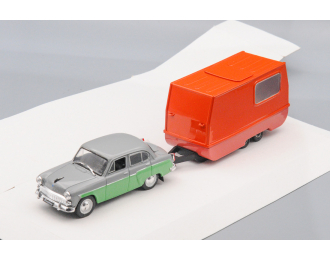 МОСКВИЧ-407 (ДеАгостини) с прицепом "Дача", красный