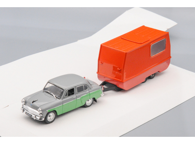 МОСКВИЧ-407 (ДеАгостини) с прицепом "Дача", красный