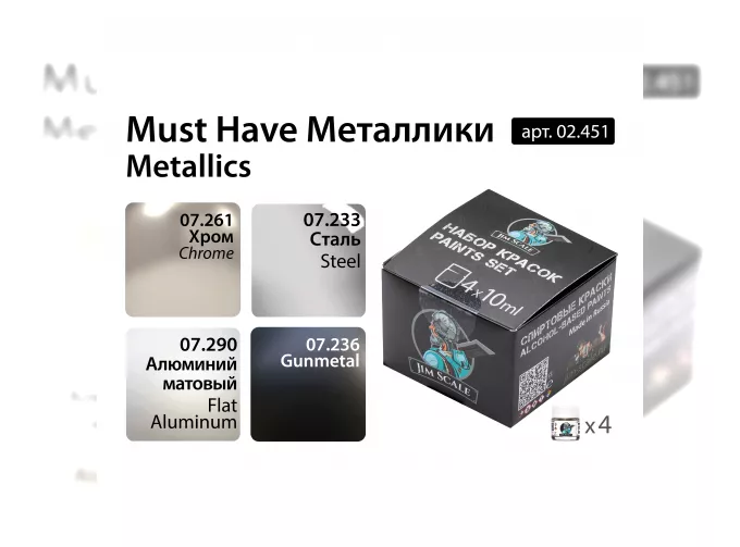 Набор спиртовых красок Jim Scale "Must Have Металлики"