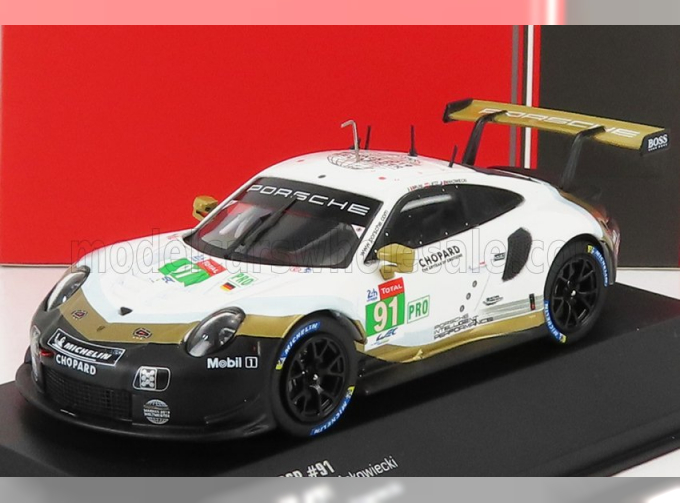 PORSCHE 911 991 Rsr 4.0l Flat-6 Porsche Gt Team N 91 2nd Lmgte Pro Class 24h Le Mans (2019) P.Pilet - E.bamber - N.tandy, White Black Gold