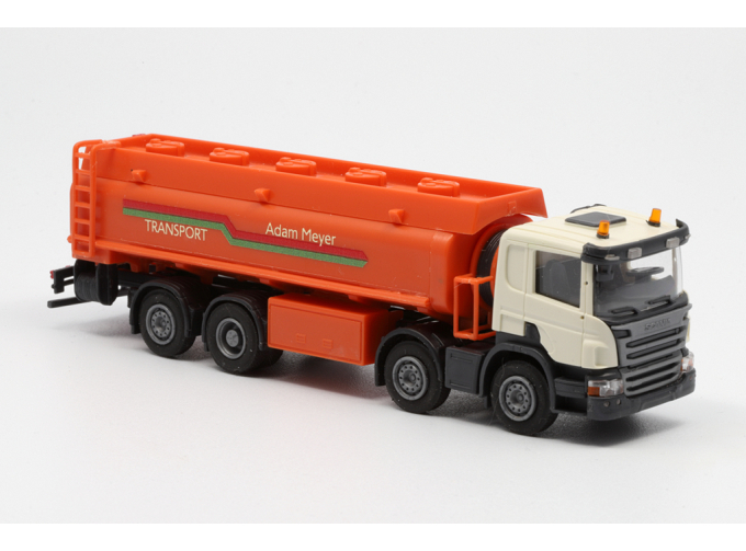 SCANIA P 8х2 цистерна для перевозки и раздачи дизельного топлива, слоновая кость/оранжевый