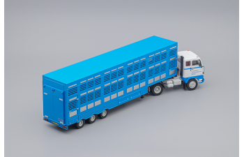 VOLVO F89 Truck Commerce D'ovins Du Larzac Millau - Livestock Transporter - Trasporto Animali (1978), light blue / white