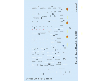 Декаль для F6F-3 технические надписи