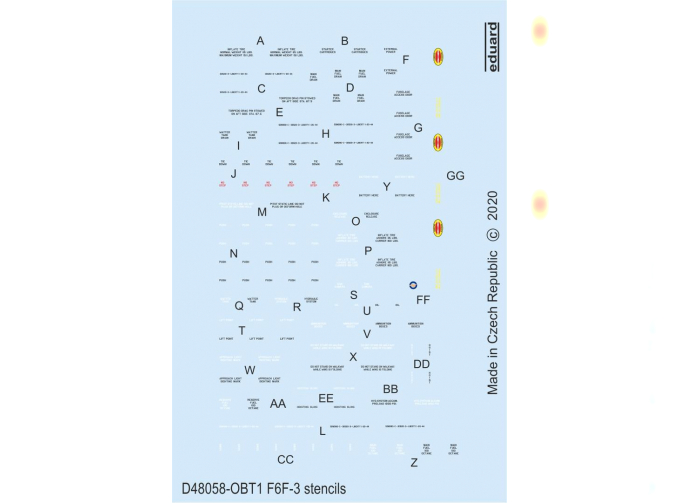 Декаль для F6F-3 технические надписи