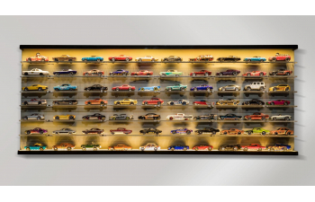 VETRINA DISPLAY BOX Espositore - For 70 Cars 1/64 Lungh.lenght Cm 92.0 X Largh.width Cm 8.0 X Alt.height Cm 37.5 (altezza Utile Tra I Ripiani Cm 4.5 Inner Height Among Shelves), Plastic Display