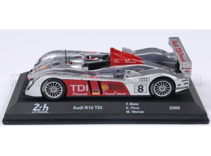 AUDI R10 Tdi 5.5l Turbo V12 Team Audi Sport Joest №8 Winner 24h Le Mans (2006) Frank Biela - Marco Werner - Emanuele Pirro, Silver Red