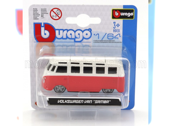 VOLKSWAGEN T1 Samba Minibus (1962) Custom (1965), Red Cream