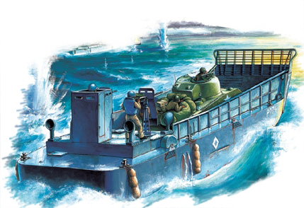 Сборная модель Десантный корабль WW2 LCM 3 USN Vehicle Landing Craft