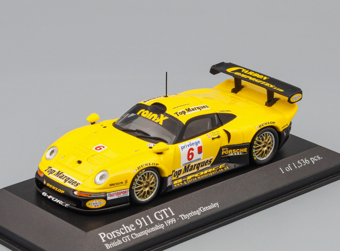 PORSCHE 911 GT1 Thyrring / Greasley British GTC #6 1996, yellow