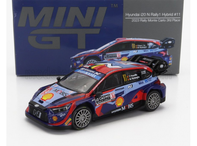 HYUNDAI I20 N Rally1 Team Shell Mobis Wrt №11 3rd Rally Montecarlo (2023) Thierry Neuville - Martijn Wydaeghe, 2 Tone Blue Red