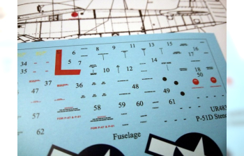 Декаль для P-51D Mustang, тех. надписи