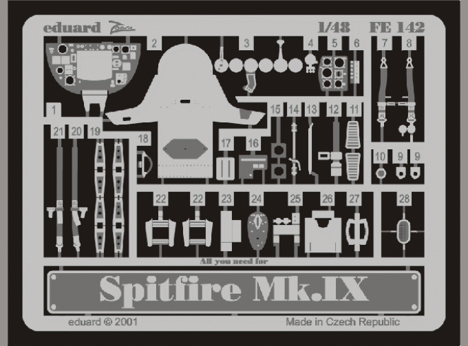 Фототравление Британский истребитель Supermarine Spitfire MK.IX