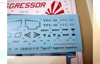 Декаль F-5F "Tiger-II" Aggressor squadron with stencils