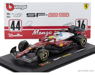 FERRARI - F1 SF-25 TEAM SCUDERIA FERRARI HP N 44 MONZA ITALY GP 2025 LEWIS HAMILTON - NIKI LAUDA 50th ANNIVERSARY WORLD CHAMPION - WITH PILOT AND SHOWCASE