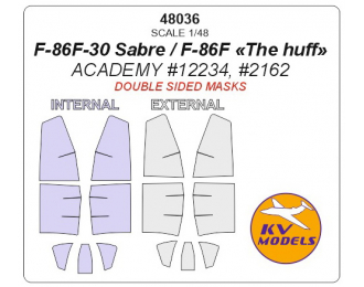 F-86F-30 Sabre / F-86F The huff ACADEMY #12234, #2162 - (Двусторонние маски) + маски на диски и колеса