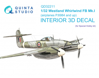 3D Декаль интерьера кабины Westland Whirlwind FB Mk.I (Special Hobby)