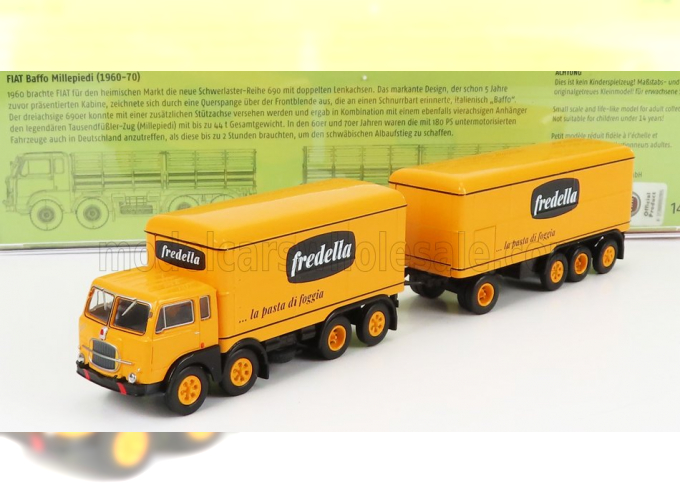 FIAT 690 Truck Millepiedi 4-assi Fredella La Pasta Di Foggia 1961, Yellow Black