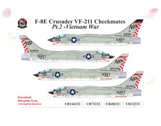 Декаль для F-8E Crusader VF-211 Checkmates Pt.2 FFA (удаляемая лаковая подложка)