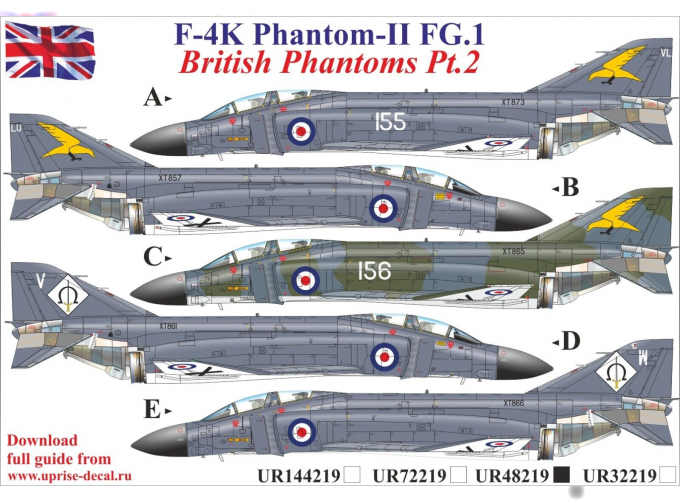 Декаль British F-4K Phantom-II FG.1 Pt. 2, FFA (удаляемая лаковая подложка)