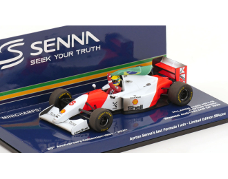 McLAREN F1 Ford Mp4/8 V8 Team Marlboro №8 Winner Australian Gp With Flag Dirty Version (1993) Ayrton Senna, White Red