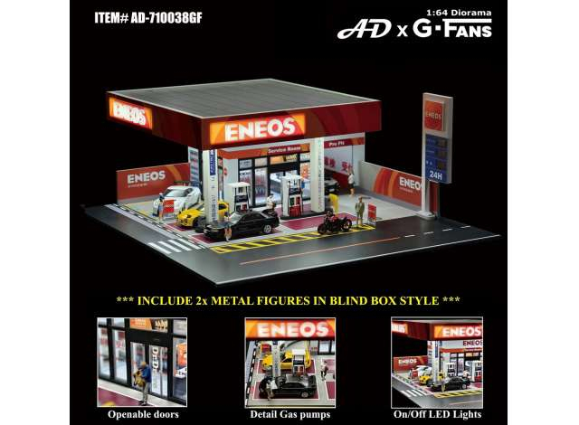 Japan Gas Station diorama with LED lights