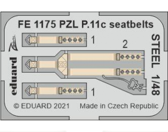 Фототравление для PZL P.11c, ремни безопасности СТАЛЬНЫЕ