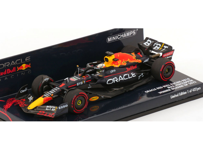RED BULL F1 Rb18 Team Oracle Red Bull Racing N1 World Champion Winner Belgium Gp (2022) Max Verstappen, Matt Blue Yellow Red