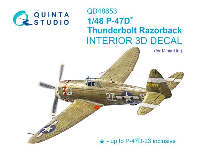 3D Декаль интерьера кабины P-47D Thunderbolt Razorback (Miniart)