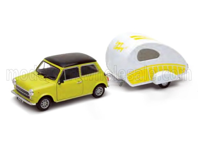MINI Cooper 1300 With Trailer Roulotte (1970), yellow
