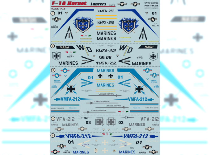 Декаль Декаль F-18 Hornet Part 3 Lancers The complete set 1,5 leaf