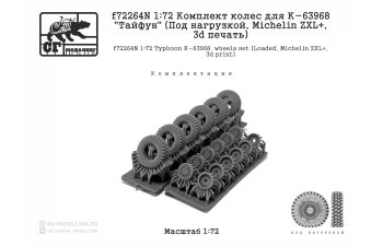 Комплект колес для К-63968 "Тайфун" (Под нагрузкой, MICHELIN ZXL, 3d печать)