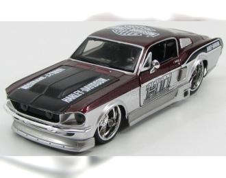 FORD Mustang Gt Custom Harley-davidson (1967), Bordeaux Met Silver