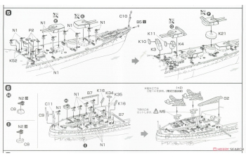Сборная модель Японский тяжелый крейсер Chikuma Full Hull Model