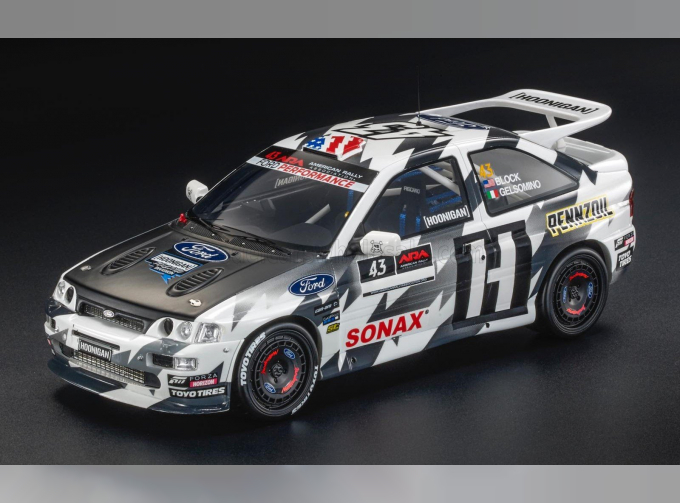 FORD Escort Rs Cosworth №43 Hoonigan 3rd Rally Train Oregon (2018) Ken Block - Alessandro Gelsomino, Black White