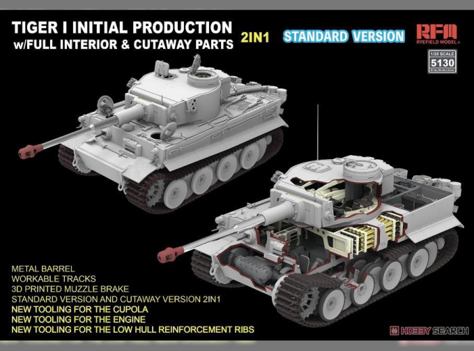 Сборная модель Pz.Kpfw. VI Ausf. E Tiger I ранний (Стандартная версия с полным интерьером)