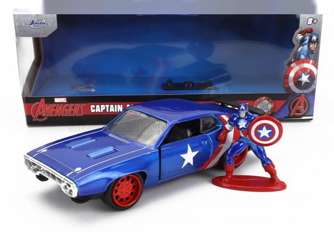 PLYMOUTH Gtx With Captain America Figure (1972), Blue Red White