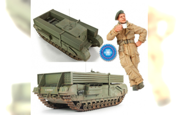 Сборная модель British 3 Inch gun Churchill tank & Snake tubes W/ 1Figure 