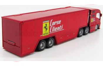 FERRARI Truck F1 Car Transporter Team Ferrari Corse Clienti With Set 599xx Racing N3 (2011) + Figure Service Mobile Mechanic, Red