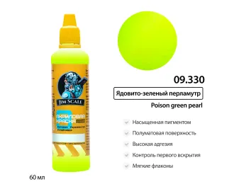 Краска акриловая Jim Scale: Ядовито-зеленый перламутр, 60мл