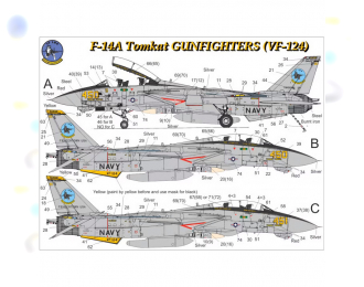 Декаль для F-14A Tomcat VF-124 с тех. надписями