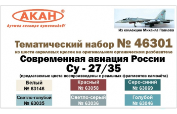 Набор тематических красок Современная авиация России: Су-27 (в наборе банки по 10 мл.)