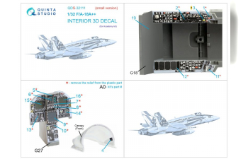 Декаль интерьера кабины F/A-18A++ (Academy) (малая версия)