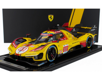 FERRARI 499p 3.0l Turbo V6 Team Af Corse №83 24h Le Mans (2024) Robert Kubica - Robert Shwartzman - Yifei Ye - Con Vetrina - With Showcase, Yellow Red
